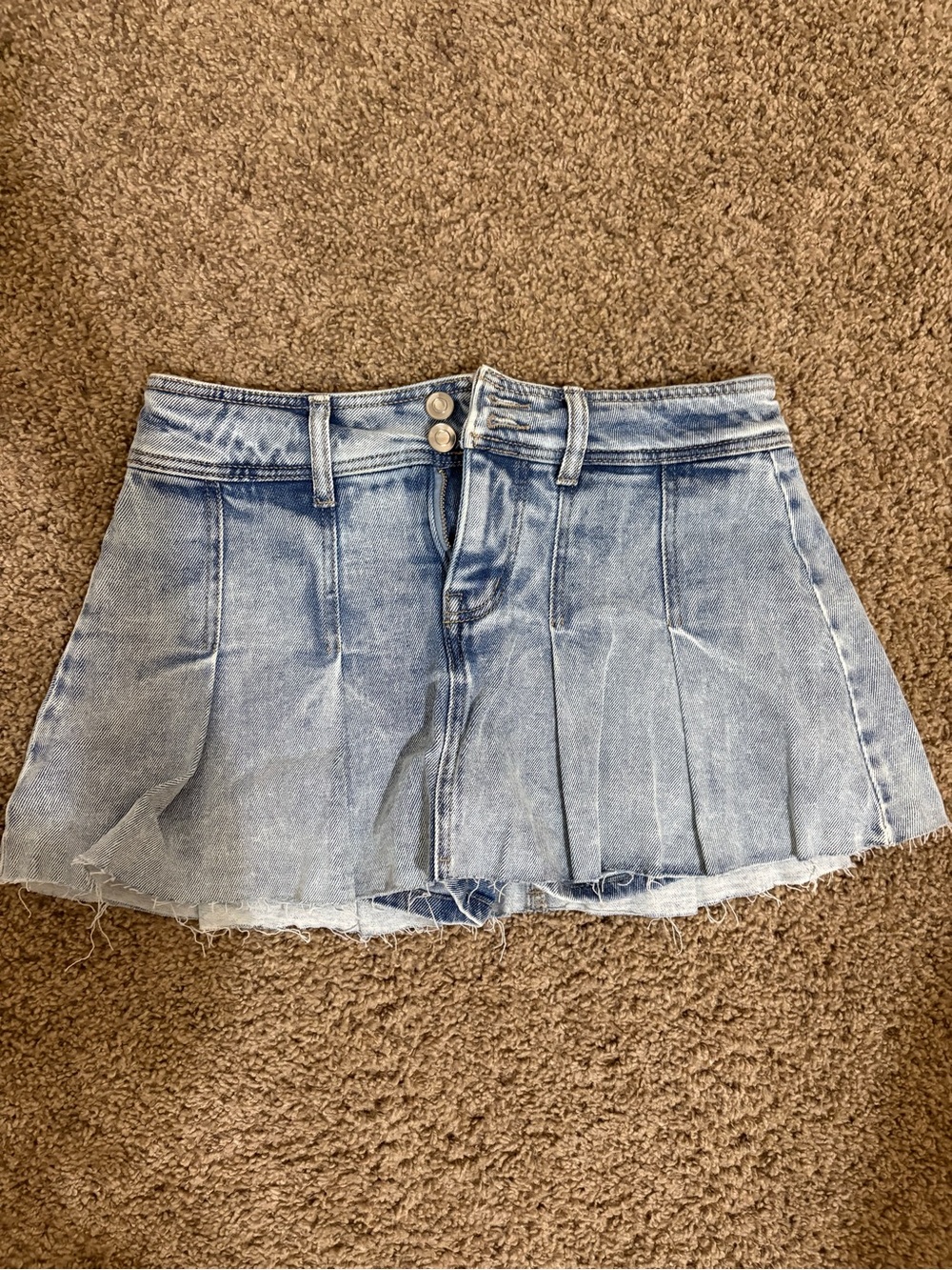 Gianni Bini Light Blue Pleated Denim Mini Skirt
